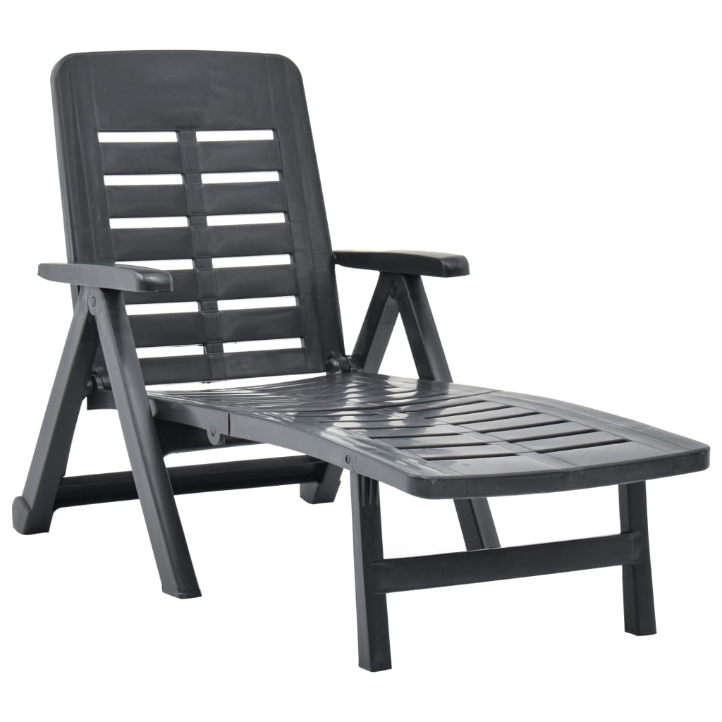 Folding Sun Lounger Plastic White