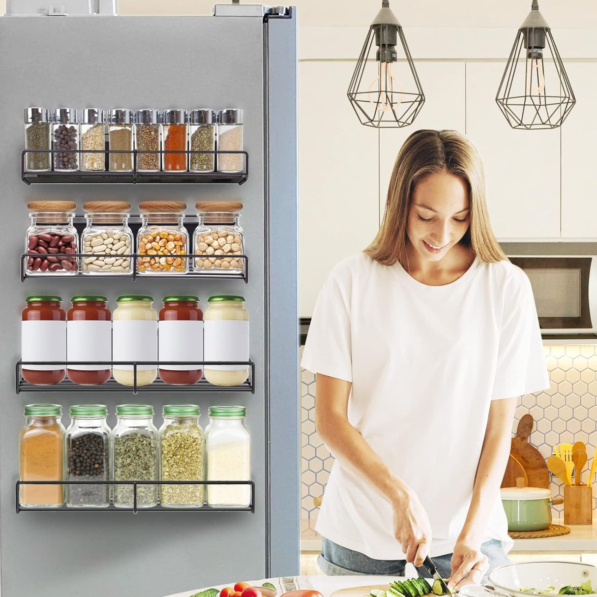 Magnetic Spice Racks For Refrigerator, Microwave, Oven & Kitchen Metal Surfaces