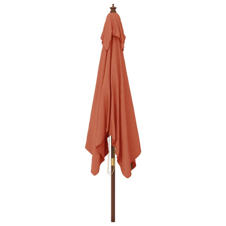 Garden Parasol with Wooden Pole Terracotta 300x300x273 cm
