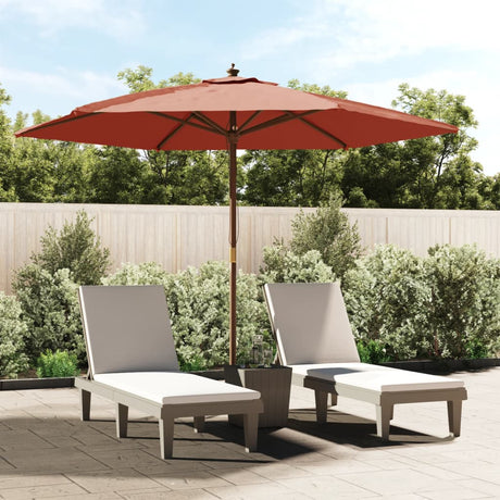 Garden Parasol with Wooden Pole Black 299x240 cm