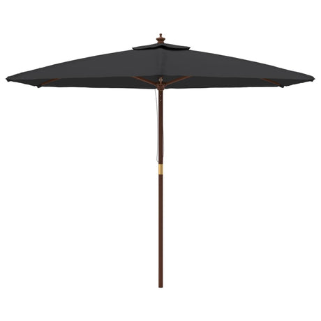 Garden Parasol with Wooden Pole Black 299x240 cm