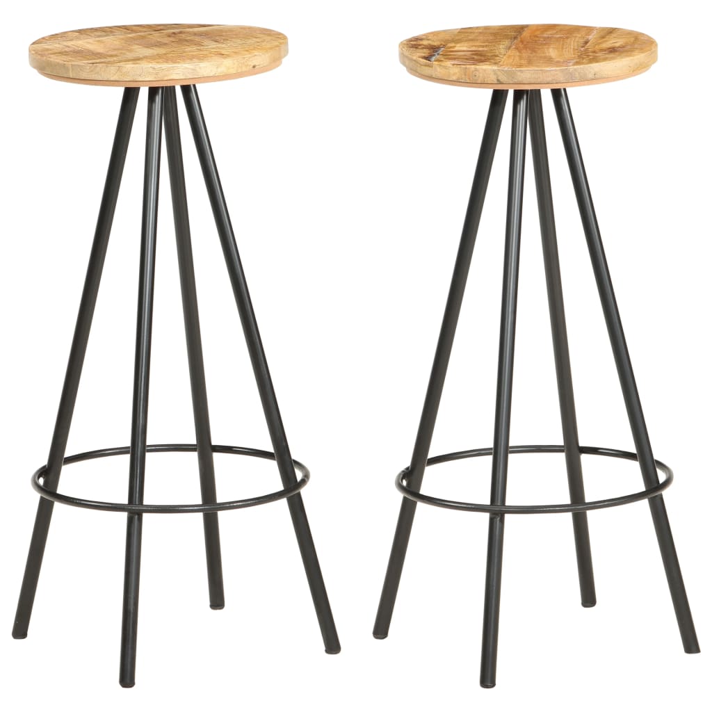 Bar Stools 2 pcs Solid Reclaimed Wood