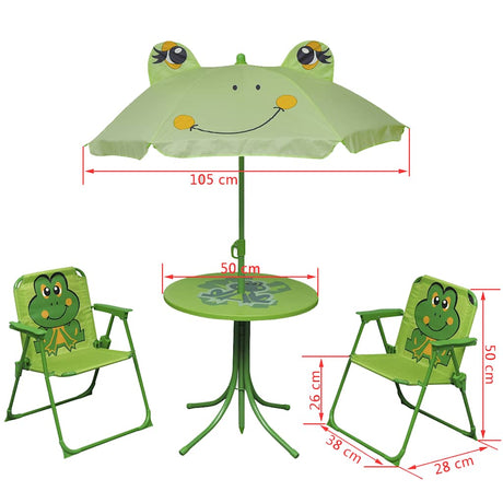 3 Piece Kids' Garden Bistro Set with Parasol Green