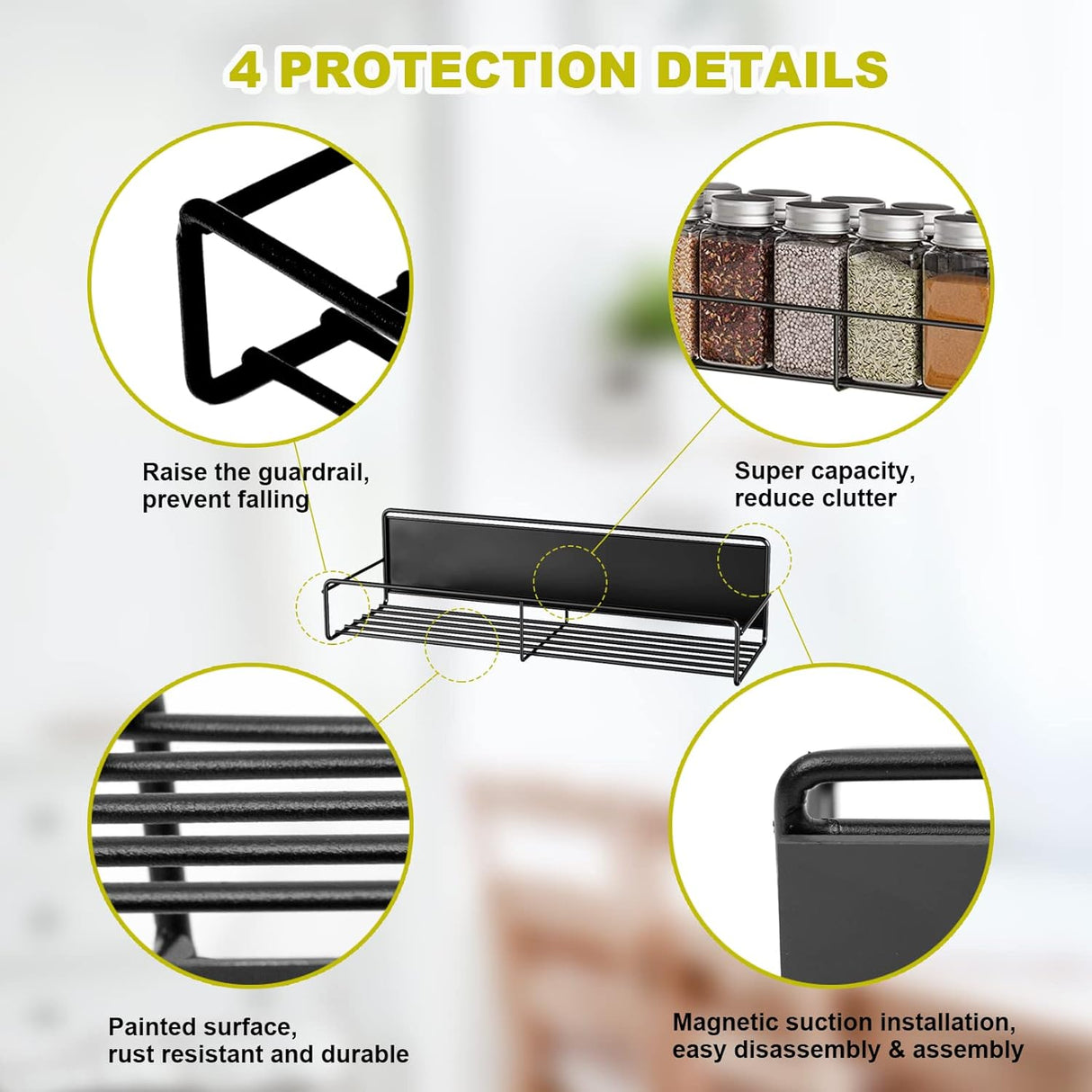 Magnetic Spice Racks For Refrigerator, Microwave, Oven & Kitchen Metal Surfaces