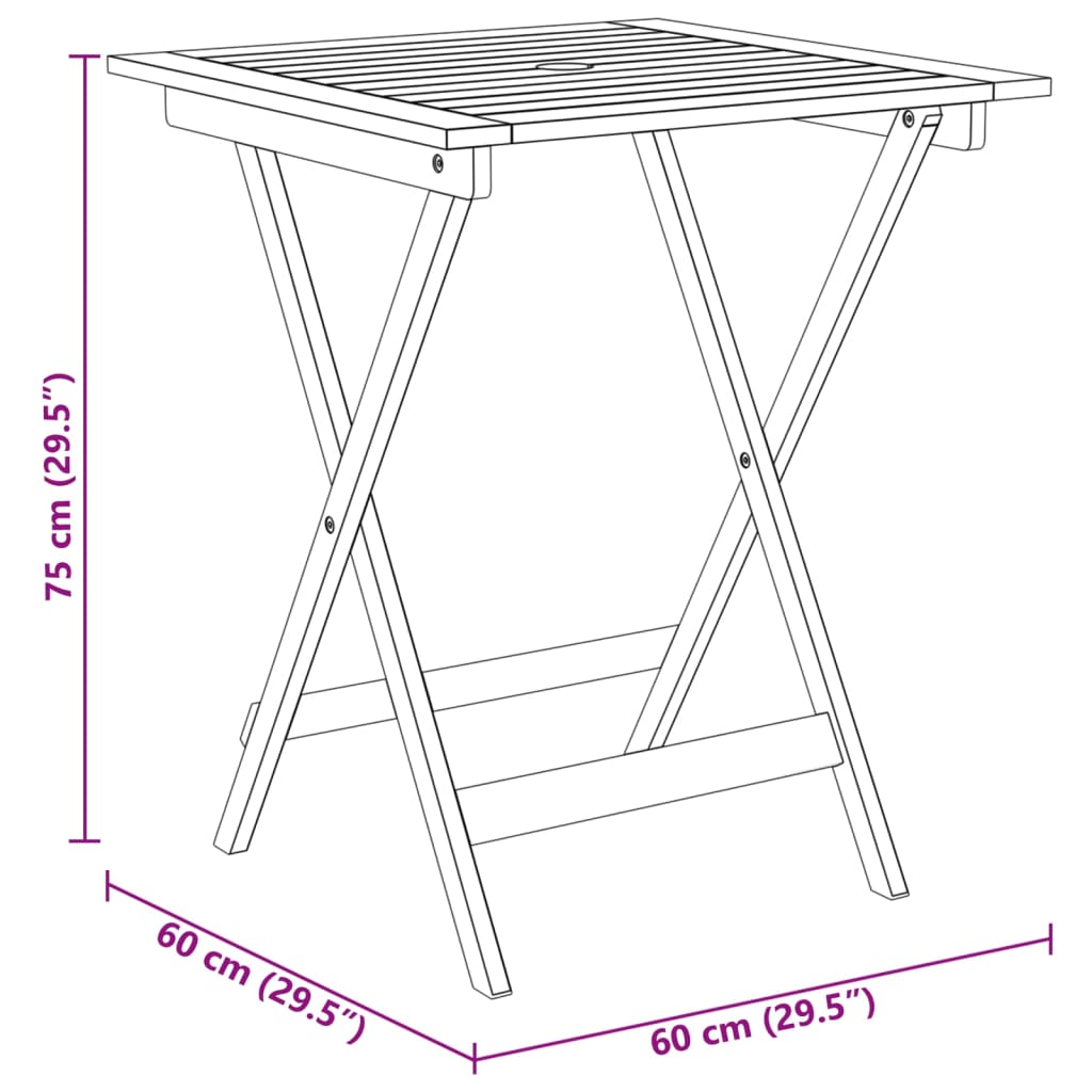 3 Piece Folding Garden Dining Set Solid Acacia Wood