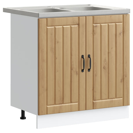 Kitchen Cabinet &quot;Lucca&quot; With Double Basins - Artisan Oak, Made From Engineered Wood