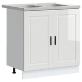 Sink Base Cabinet &quot;Porto&quot; With Sink High Gloss White 80X46X84,5 Cm Engineered Wood