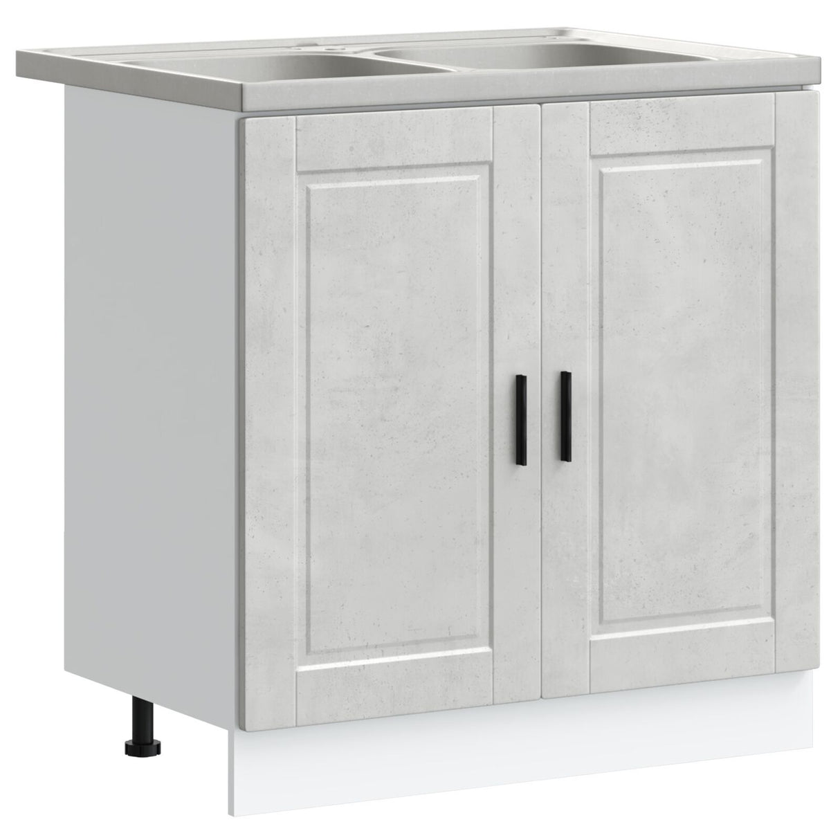 Sink Base Cabinet &quot;Porto&quot; With Sink Concrete Grey 80X46X84,5 Cm Engineered Wood