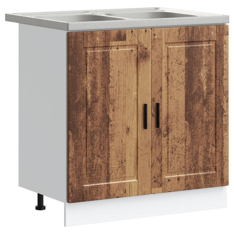 Sink Base Cabinet &quot;Porto&quot; With Sink Old Wood 80X46X84,5 Cm Engineered Wood