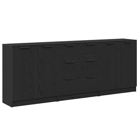 3 Piece Sideboards Black Oak Engineered Wood
