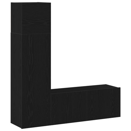 3 Piece Tv Cabinet Set Black Oak Engineered Wood