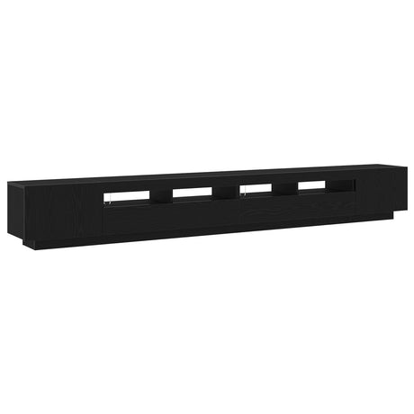 Tv Stand With Led Lights - Black Oak - 300X35X40 Cm - Made From Engineered Wood