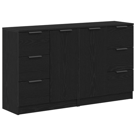 Sideboards 2 Pcs Black Oak 60X30X70 Cm Engineered Wood