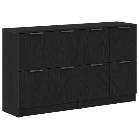 Sideboards 2 Pcs Black Oak 60X30X70 Cm Engineered Wood