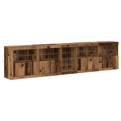 Sideboard With Led Lights Old Wood 283X37X67 Cm Engineered Wood
