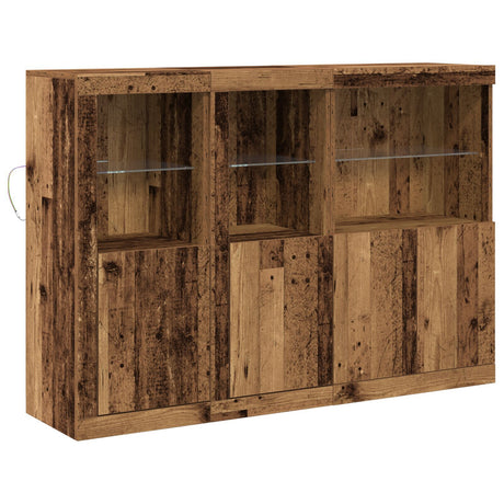 Sideboard With Led Lights Old Wood 142.5X37X100 Cm Engineered Wood