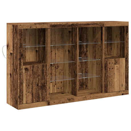 Sideboard With Led Lights Old Wood 163X37X100 Cm Engineered Wood,  Sideboard With Led Lights Old Wood 41X37X100 Cm