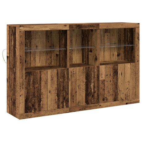 Sideboard With Led Lights Old Wood 162X37X100 Cm Engineered Wood