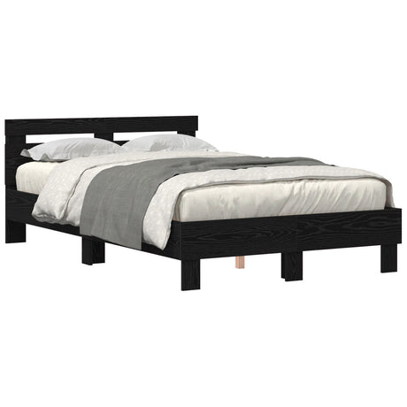 Solid Bed Frame Black Oak Solid Wood 120 X 200 Cm Durable