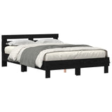 Black Bed Frame Black Oak Wood 140 X 190 Cm Durable