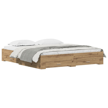 Bed Frame With Drawers Artisan Oak 180X200 Cm Engineered Wood