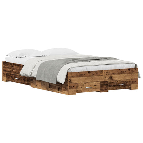 Bed Frame With Drawers Old Wood 120X200 Cm Engineered Wood