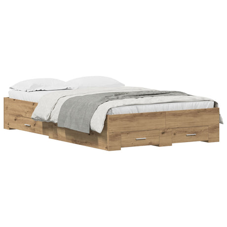 Bed Frame With Drawers Artisan Oak 120X190 Cm Engineered Wood