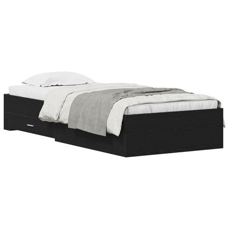 Bed Frame Black Oak 100X200 Cm Engineered Wood