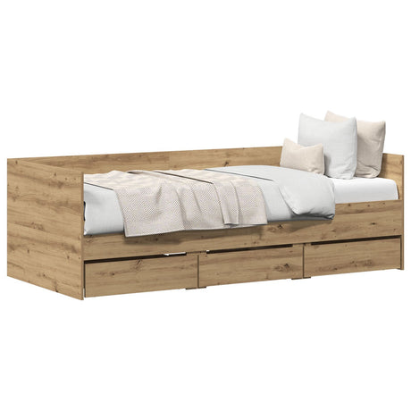 Daybed Artisan Oak Engineered Wood 90 X 200 Cm Durable Daybed