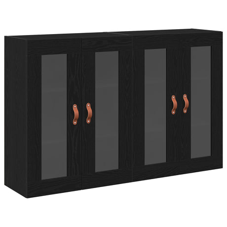 Wall Mounted Cabinets 2 Pcs Black Oak 69,5X34X90 Cm Engineered Wood