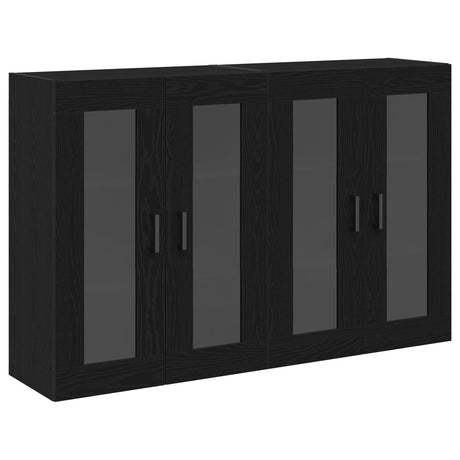 Wall Mounted Cabinets 2 Pcs Black Oak 69,5X34X90 Cm Engineered Wood