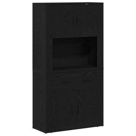 Highboard Black Oak 80X33X150 Cm Engineered Wood