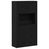 Highboard Black Oak 80X33X150 Cm Engineered Wood