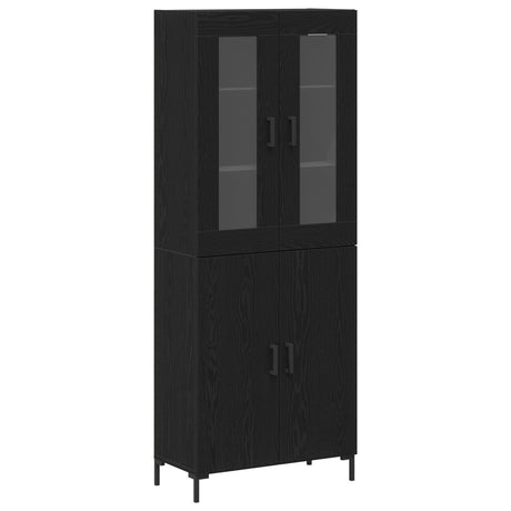 Sideboard With Wall Cabinet Black Oak Engineered Wood