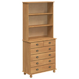Hutch “Askim” Honey Brown 91X40X199.5 Cm Solid Wood Pine,  Hutch &quot;Askim&quot; 91X30X104 Cm Solid Wood Pine,  Chest Of Drawers &quot;Askim&quot; 91X40X95.5 Cm Solid Wood Pine