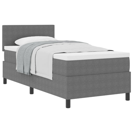 Box Spring Bed With Mattress Light Grey 80X200 Cm Corduroy Fabric