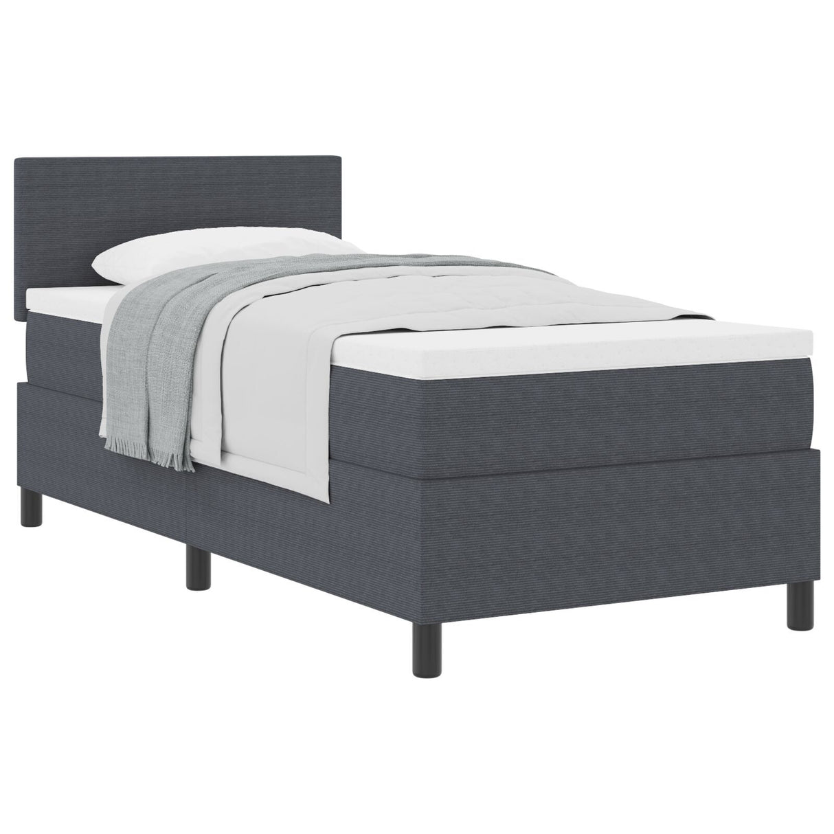 Box Spring Bed With Mattress Dark Grey 80X200 Cm Corduroy Fabric