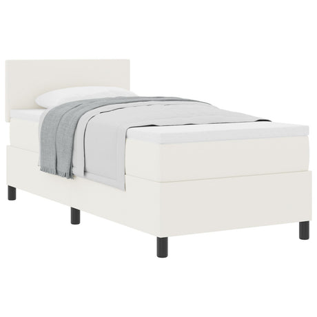 Box Spring Bed With Mattress Cream 80X200 Cm Corduroy Fabric