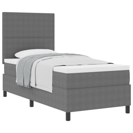 Box Spring Bed With Mattress Light Grey 80X200 Cm Corduroy Fabric
