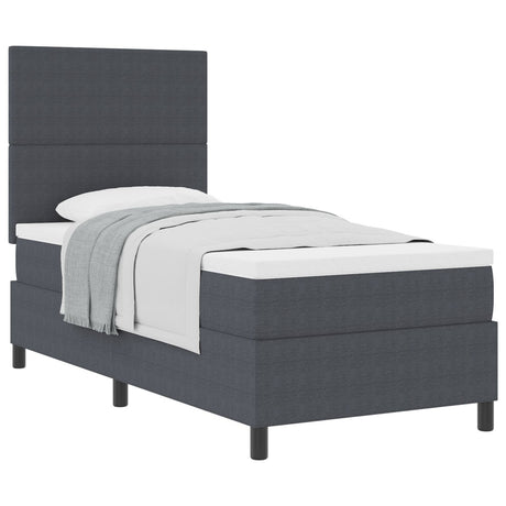 Box Spring Bed With Mattress Dark Grey 80X200 Cm Corduroy Fabric