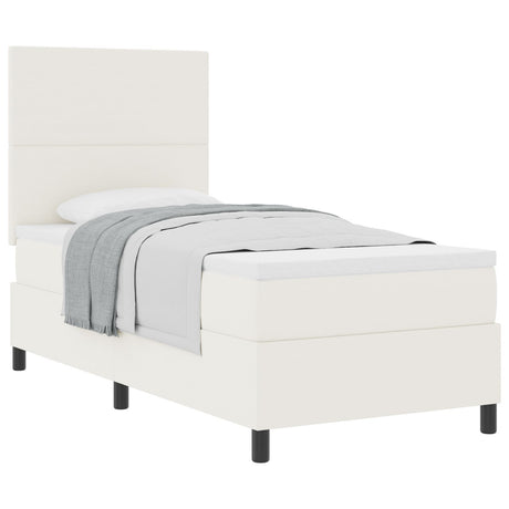Box Spring Bed With Mattress Cream 80X200 Cm Corduroy Fabric