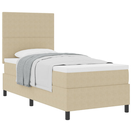 Box Spring Bed With Mattress Light Beige 80X200 Cm Corduroy Fabric
