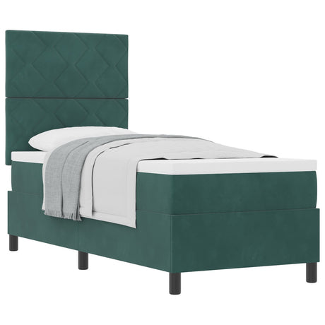 Box Spring Bed With Mattress Dark Green 80X200 Cm Velvet