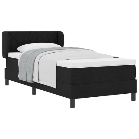 Box Spring Bed With Mattress Black 90X190 Cm Fabric