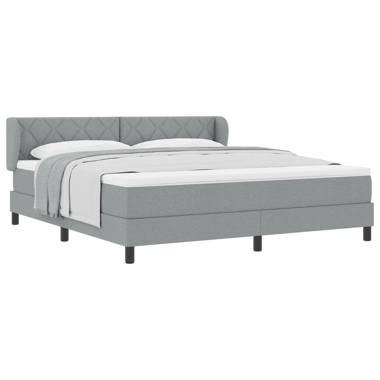 Box Spring Bed With Mattress Light Grey 180X200 Cm Fabric