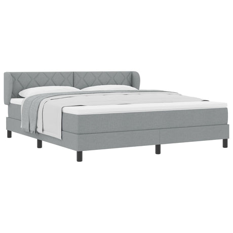 Box Spring Bed With Mattress Light Grey 180X200 Cm Fabric