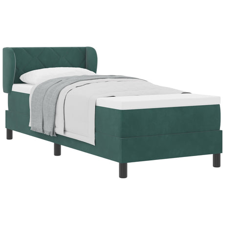 Box Spring Bed With Mattress Dark Green 80X200 Cm Velvet