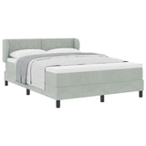 Box Spring Bed With Mattress In Light Grey, 140X190 Cm, Velvet