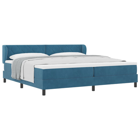 Box Spring Bed With Mattress Dark Blue 200X200 Cm Velvet