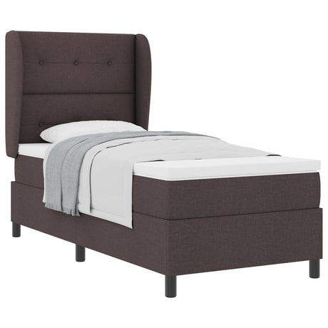 Box Spring Bed With Mattress Dark Brown 100X200 Cm Fabric